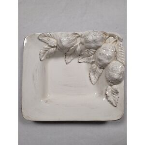 CARRARO Italy Square Ceramic 3D Lemon Serving Plate Rustic Cottagecore NWOT